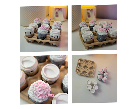 Kruisje Nulletje bordspel in de vorm van een kartonnen tray met milkshakes en koffie speelstukken