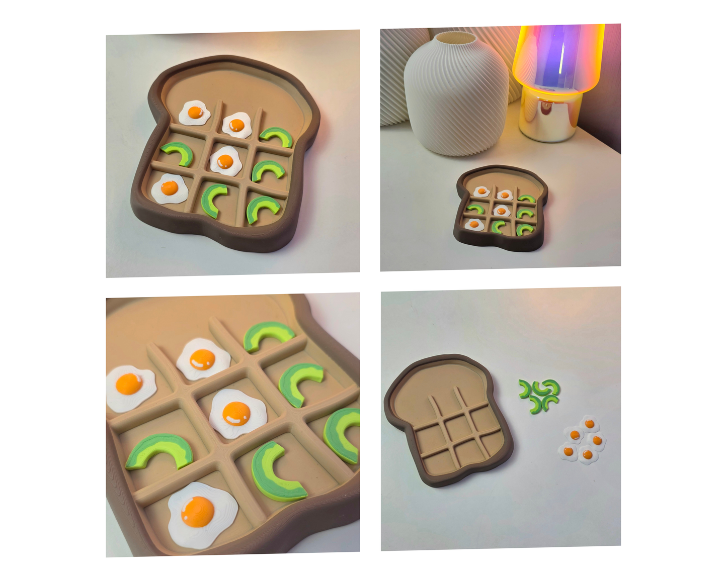 Kruisje Nulletje bordspel in boterham vorm met avocado en eieren