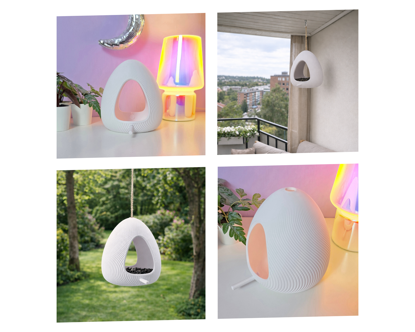 Zwart modern hangend vogelhuisje voor tuin of balkon