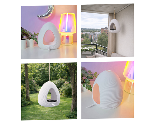 Zwart modern hangend vogelhuisje voor tuin of balkon