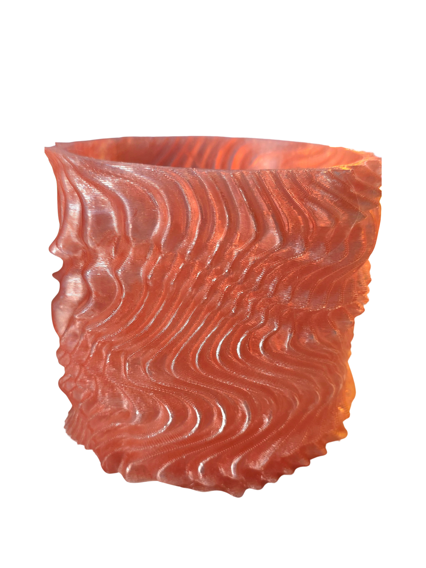 Bloempot in lichtroze semi doorzichtige kleur met waves effect