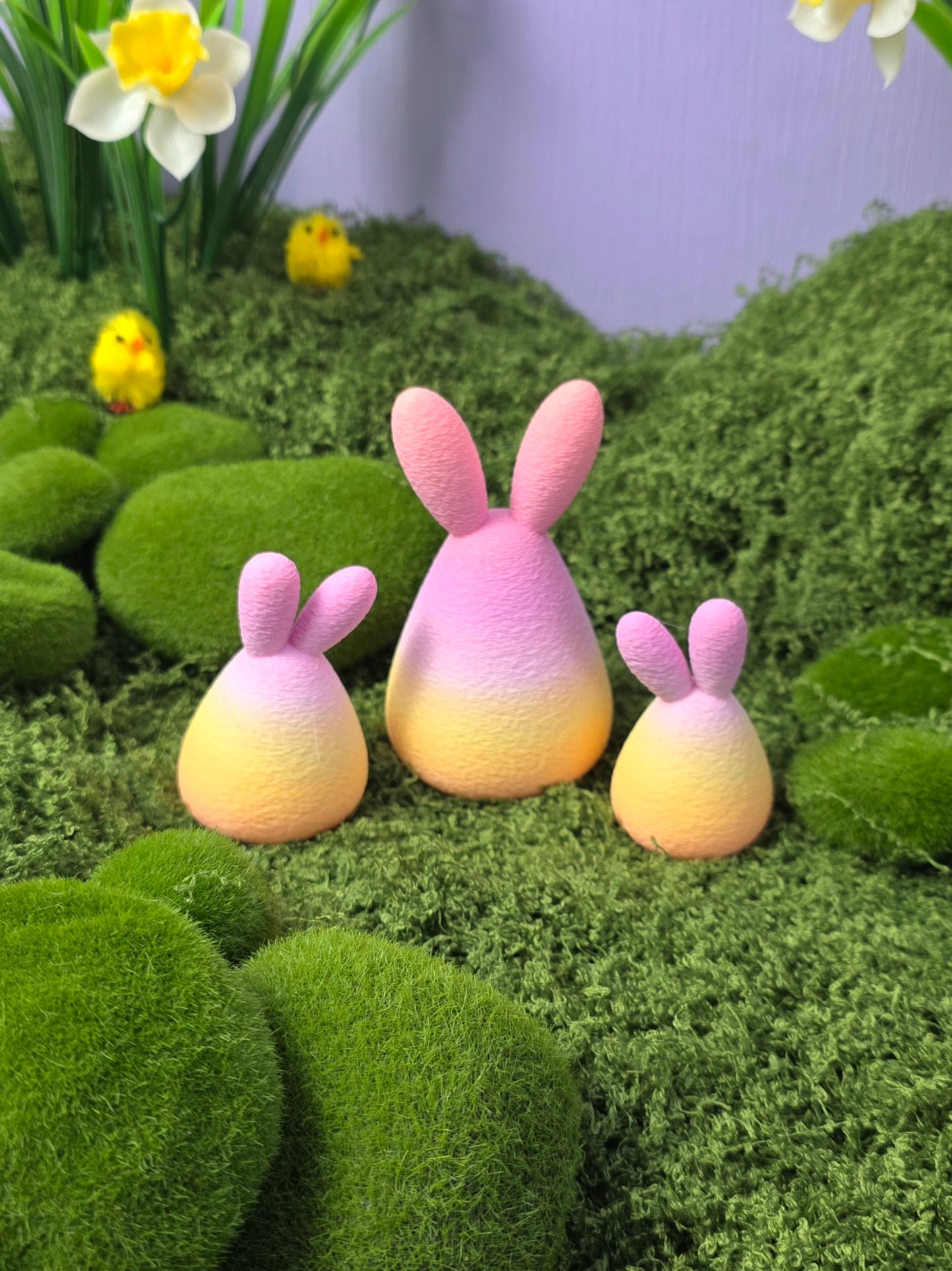 Drie konijntjes in pastel kleurverloop