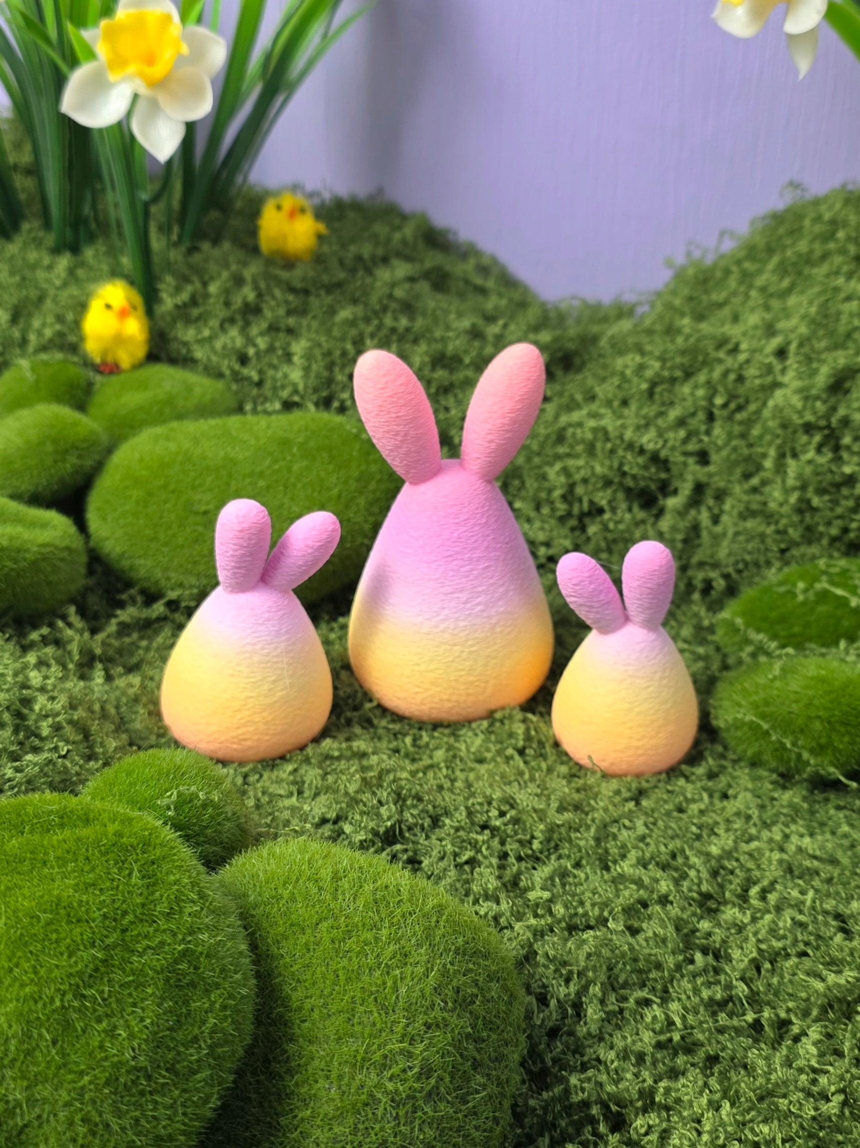 Drie konijntjes in pastel kleurverloop