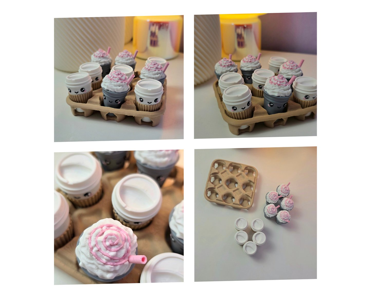 Kruisje Nulletje bordspel in de vorm van een kartonnen tray met milkshakes en koffie speelstukken