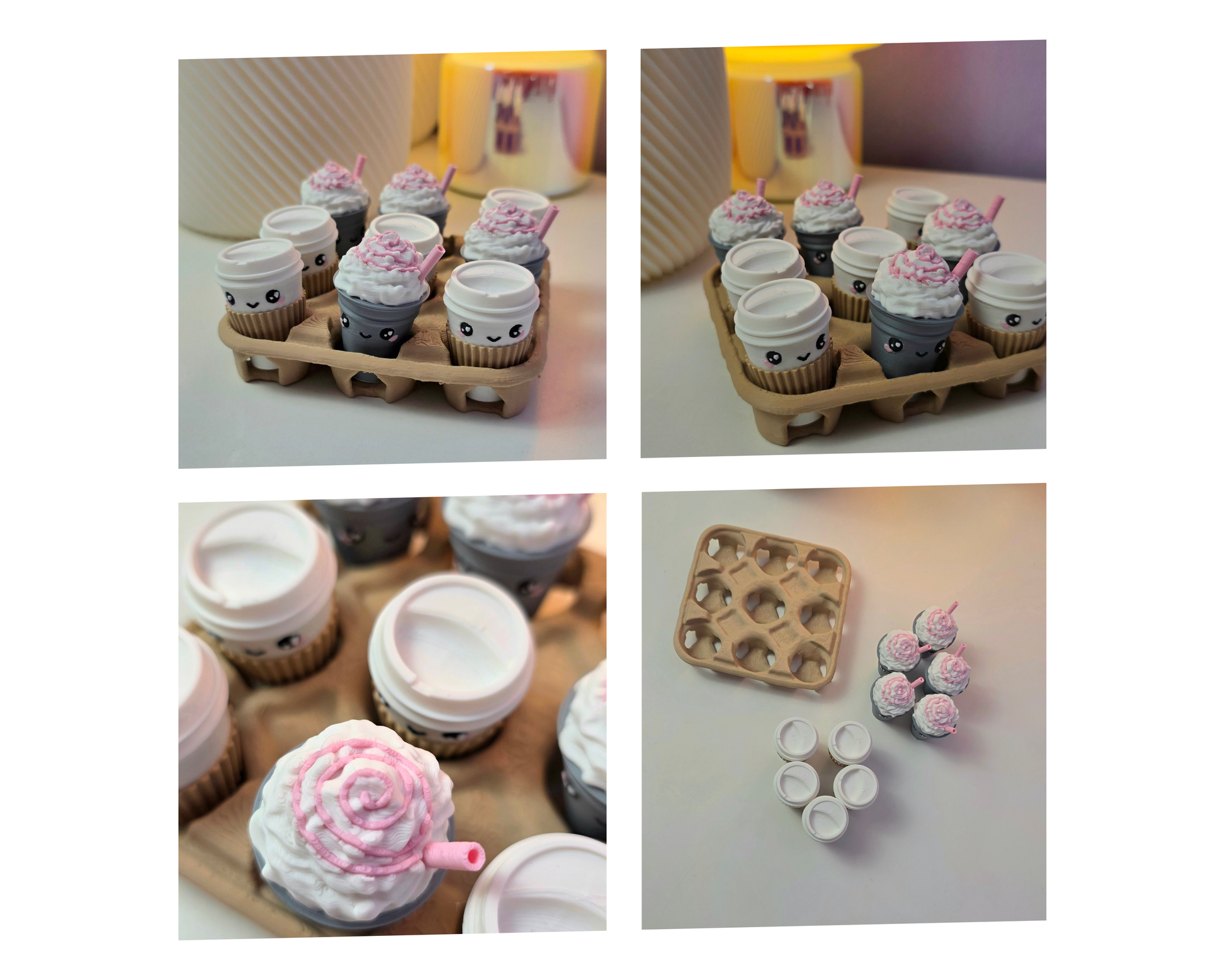 Kruisje Nulletje bordspel in de vorm van een kartonnen tray met milkshakes en koffie speelstukken