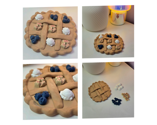 Kruisje Nulletje bordspel in de vorm van een appeltaart, met bosbessen, slagroom en appelstukjes speelstukken