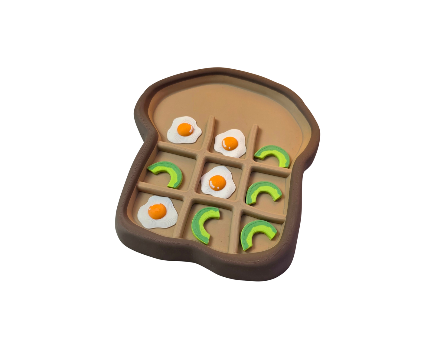 Kruisje Nulletje bordspel in boterham vorm met avocado en eieren