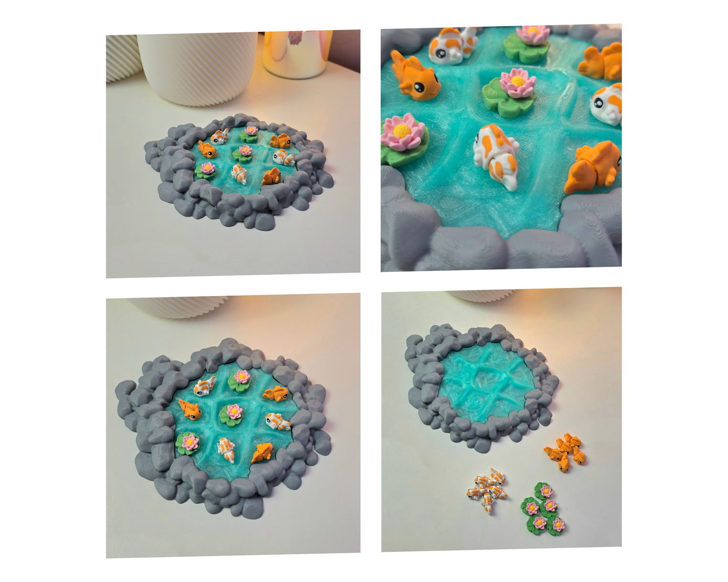 Kruisje Nulletje bordspel in de vorm van een vijverpond met visjes en lelies