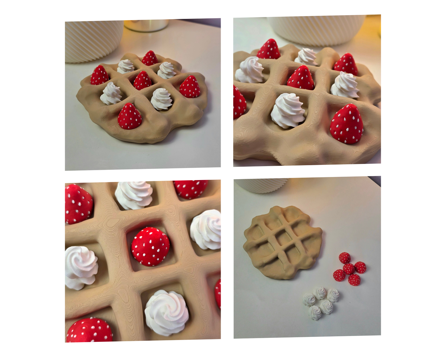 Kruisje Nulletje bordspel in wafelvorm met aardbeien en slagroom